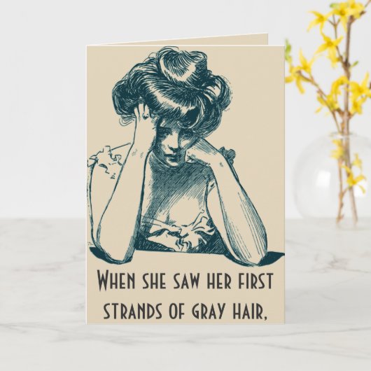 エイジおもしろいンググレーヘア誕生日 カード (黄色い花)