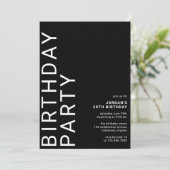 エイジお洒落ブラックモダン誕生日 招待状 (スタンド正面)