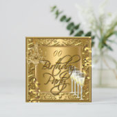 エイジお祝い金ゴールドオン金ゴールドシャンパン 招待状 (スタンド正面)