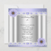 エイジかわいらしシルバー薄紫誕生日パーティフラワー 招待状 (裏面)