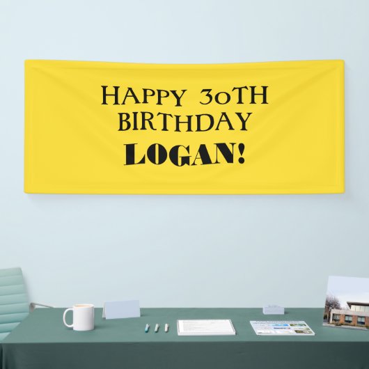 エイジイエローブラックカスタムハッピーバースデーバナー 横断幕 (トレードショー)