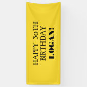 エイジイエローブラックカスタムハッピーバースデーバナー 横断幕 (縦)