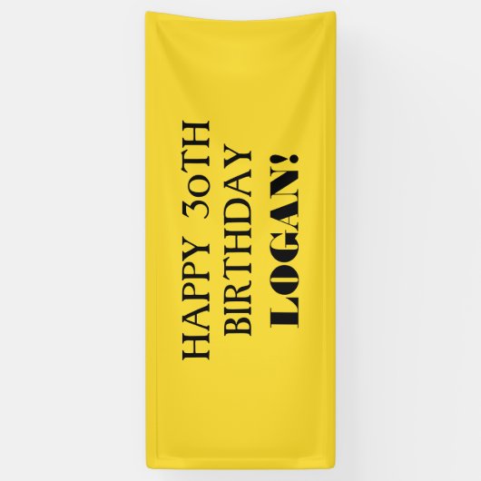 エイジイエローブラックカスタムハッピーバースデーバナー 横断幕 (縦)