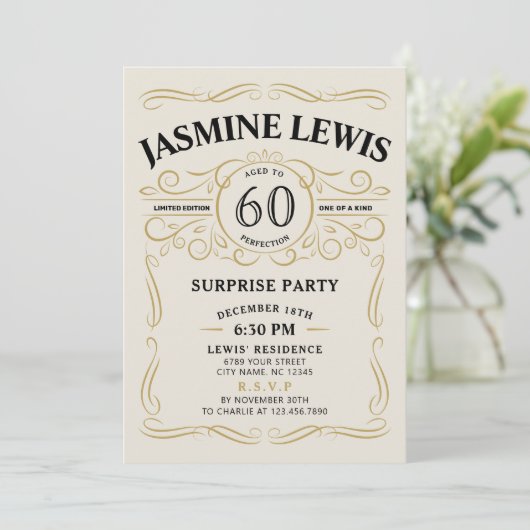 エイジウイスキーをテーマにした60歳の誕生日 招待状 (スタンド正面)