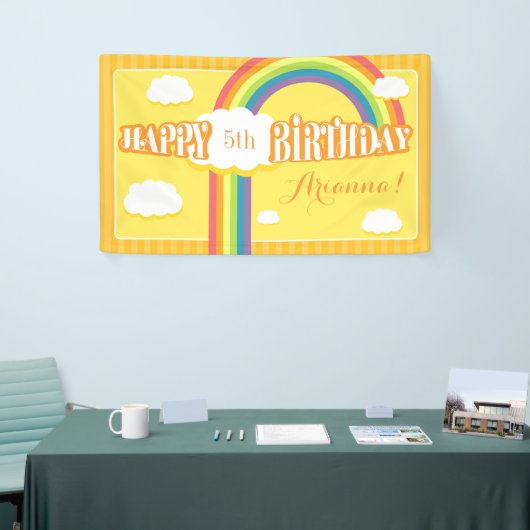 エイジオレンジイエローレインボー誕生日バナー 横断幕 (トレードショー)