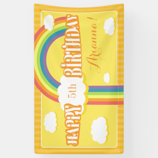エイジオレンジイエローレインボー誕生日バナー 横断幕 (縦)