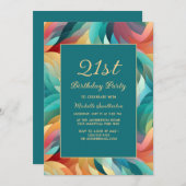 エイジオレンジティール(緑がかった色)抽象芸術 招待状 (正面/裏面)