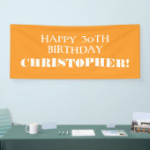 エイジオレンジホワイトカスタムハッピーバースデーバナー 横断幕 (トレードショー)