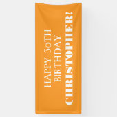 エイジオレンジホワイトカスタムハッピーバースデーバナー 横断幕 (縦)