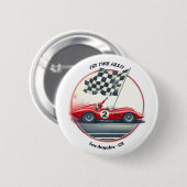 エイジカスタマイズ可能なレースカー誕生日 缶バッジ (正面&裏面)