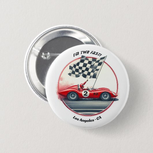 エイジカスタマイズ可能なレースカー誕生日 缶バッジ (正面&裏面)