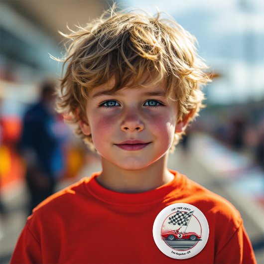 エイジカスタマイズ可能なレースカー誕生日 缶バッジ