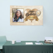 エイジカスタムクリーム金ゴールドエレガントビニル誕生日 横断幕 (トレードショー)