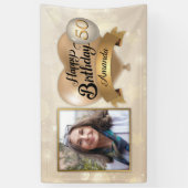 エイジカスタムクリーム金ゴールドエレガントビニル誕生日 横断幕 (縦)