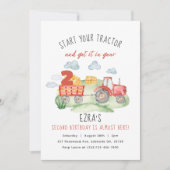 エイジキッズレッドファームトラクター誕生日招待状 招待状 (正面)