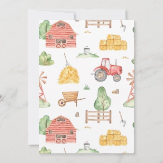 エイジキッズレッドファームトラクター誕生日招待状 招待状 (裏面)