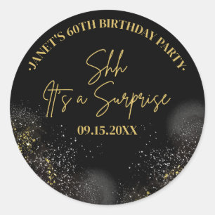 エイジサプライズ誕生日ブラック金ゴールドスクリプトの好意 ラウンドシール