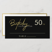 エイジシンプルブラック金ゴールド誕生日座席表 サンキューカード (正面/裏面)