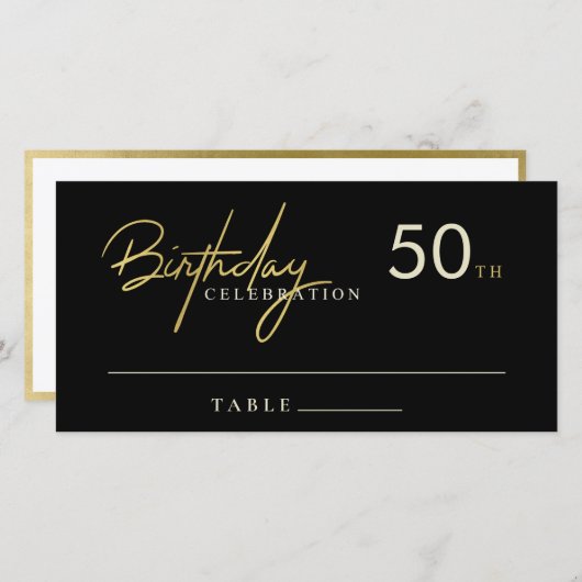 エイジシンプルブラック金ゴールド誕生日座席表 サンキューカード (正面/裏面)