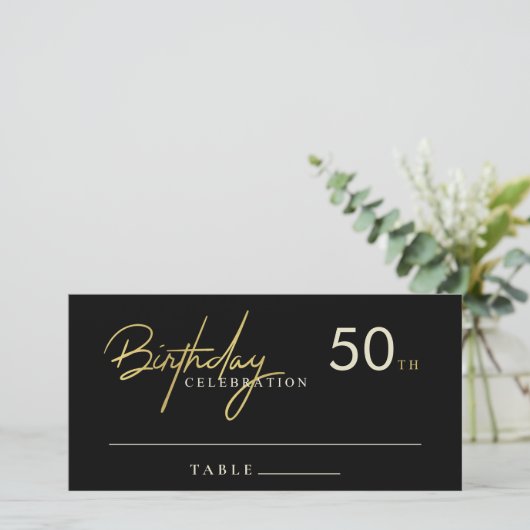 エイジシンプルブラック金ゴールド誕生日座席表 サンキューカード (スタンド正面)