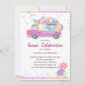 エイジスウィートお祝いコットンキャンディ誕生日 招待状 (正面)