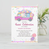 エイジスウィートお祝いコットンキャンディ誕生日 招待状 (スタンド正面)