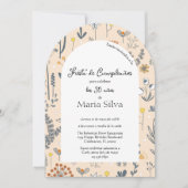 エイジスペインのボホワイルドフラワー誕生日パーティー 招待状 (正面)