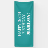 エイジティール（緑がかった色）アクアブルーホワイトハッピーバースデーバナー 横断幕 (縦)