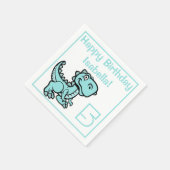 エイジティール（緑がかった色）Tレックス恐竜誕生日 スタンダードカクテルナプキン (角)