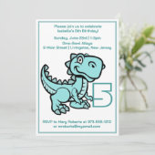 エイジティール（緑がかった色）Tレックス恐竜誕生日 招待状 (スタンド正面)