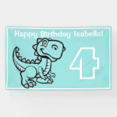 エイジティール（緑がかった色）Tレックス恐竜誕生日 横断幕 (横)