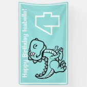エイジティール（緑がかった色）Tレックス恐竜誕生日 横断幕 (縦)