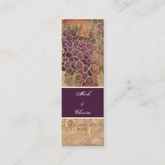 エイジドグレープブドウ畑結婚式招待状 スキニー名刺 (正面)