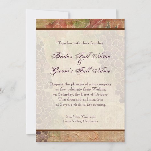 エイジドグレープブドウ畑結婚式招待状 招待状 (裏面)