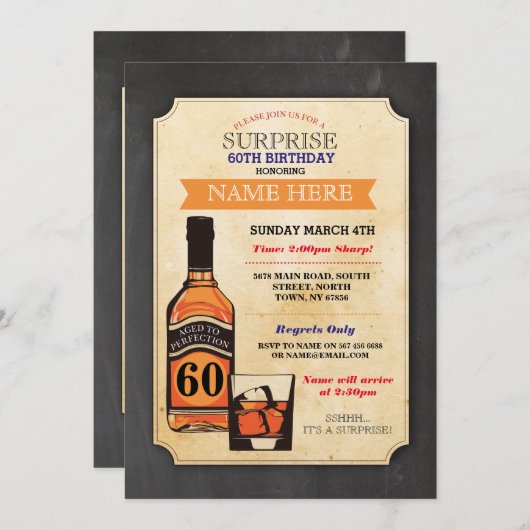 エイジドツーパーフェクト誕生日応援ウィスキー招待状 招待状 (正面/裏面)