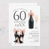 エイジドトゥパーフェンスグラム60thシャンパン誕生日 招待状 (正面/裏面)