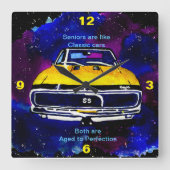 エイジドトゥパーフェンティスアートクラシックカー スクエア壁時計 (正面)