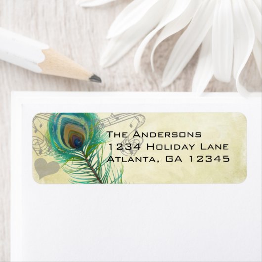 エイジドパーチメントヴィンテージバードピーコックフェザー ラベル (インサイチュ)