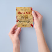 エイジドパーチメント血(ばちゃばちゃ)跳ねる幽霊のよく出るハウスフライヤー チラシ (手)