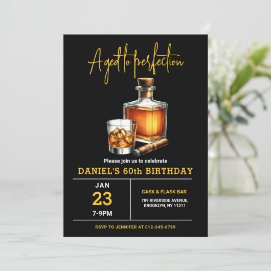 エイジド・トゥ・パーフェクトウィスキー・シガー60誕生日 招待状 (スタンド正面)