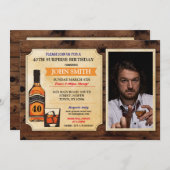 エイジド・トゥ・パーフェクト誕生日・ウッド・ウィスキー写真 招待状 (正面/裏面)