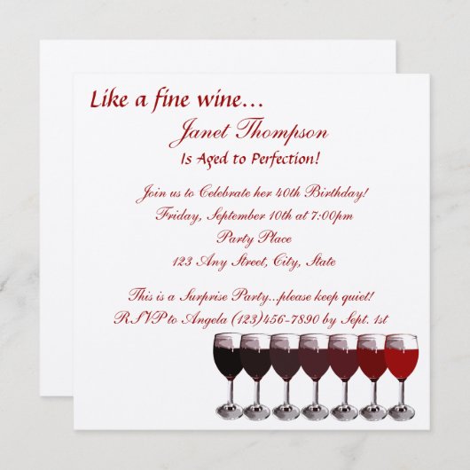 エイジド・トゥ・パーフェクト誕生日 招待状 (正面/裏面)