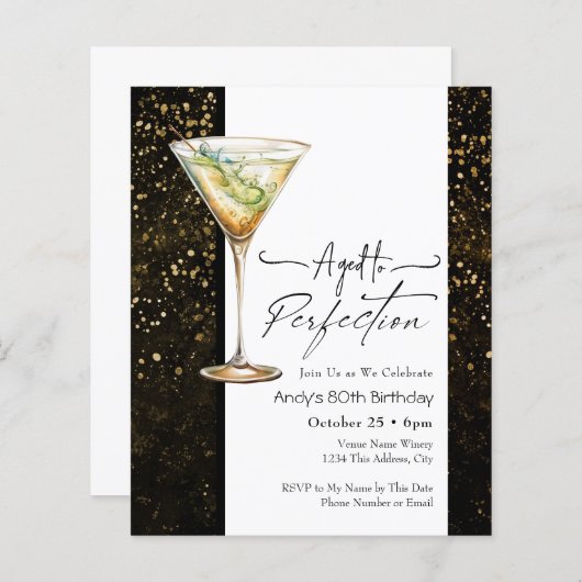 エイジド・トゥ・パーフェクト80誕生日招待状 (正面/裏面)