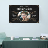 エイジド・トゥ・パーフェクト90誕生日ブラック・金ゴールド・クラス 横断幕 (トレードショー)