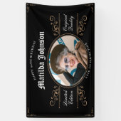 エイジド・トゥ・パーフェクト90誕生日ブラック・金ゴールド・クラス 横断幕 (縦)