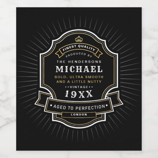 エイジド・トゥ・パーフェンティションの名前と誕生年の誕生日 ワインラベル (シングルラベル)