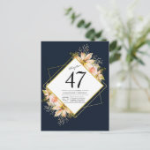 エイジネイビーブルーフローラ水彩誕生日 インビテーションポストカード (スタンド正面)