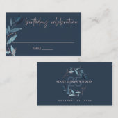 エイジネービーピンクブルーの葉のリース誕生日 プレイスカード (正面/裏面)