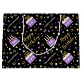 エイジハッピーバースデーケーキパープルブラック ラージペーパーバッグ (正面)