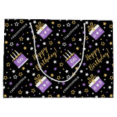 エイジハッピーバースデーケーキパープルブラック ラージペーパーバッグ (裏面)